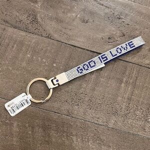 God is Love quoted clear crystals keychain blue New with Tags